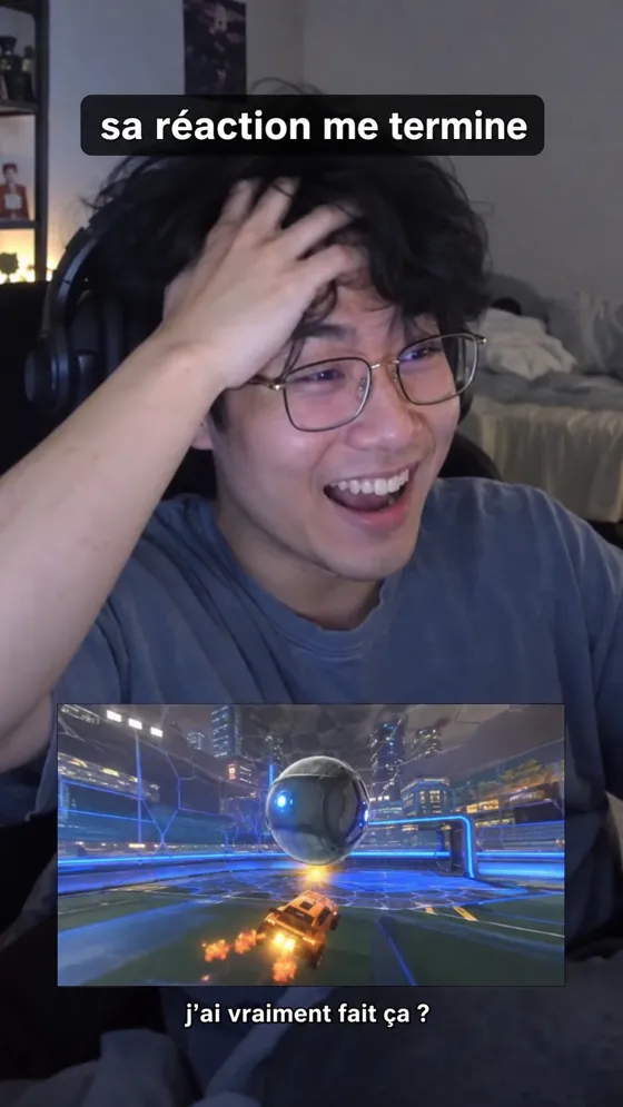 Clip vertical de réaction d'un streamer en live